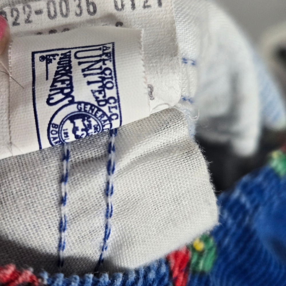 Vtg OshKosh B'gosh Blue Corduroy Airplane Star Print Overalls Kids 24 Months - Picture 9 of 9